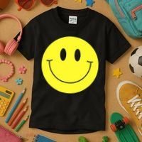 70s Yellow Smile Face Cute Happy Peace Smiling Face Kids T-Shirt thumb 3