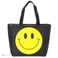 70s Yellow Smile Face Cute Happy Peace Smiling Face Tote Bag thumb 0