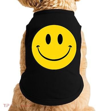 70s Yellow Smile Face Cute Happy Peace Smiling Face Doggie Tank
