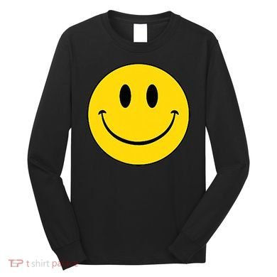 70s Yellow Smile Face Cute Happy Peace Smiling Face Long Sleeve Shirt