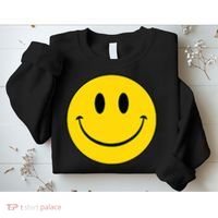 70s Yellow Smile Face Cute Happy Peace Smiling Face Sweatshirt thumb 2
