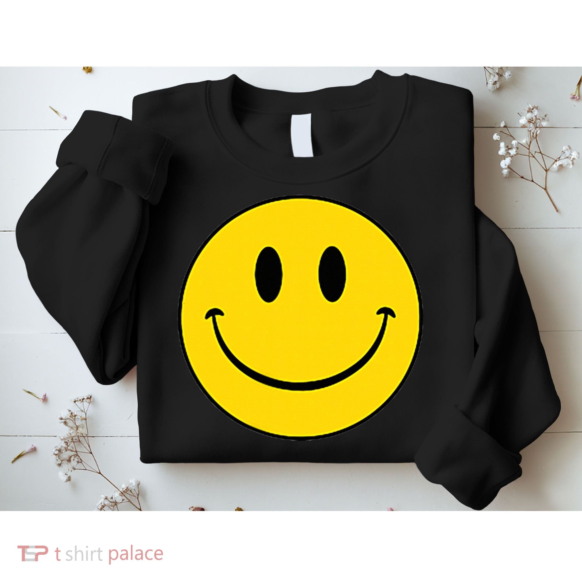 70s Yellow Smile Face Cute Happy Peace Smiling Face Sweatshirt