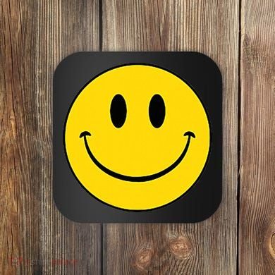 70s Yellow Smile Face Cute Happy Peace Smiling Face Coaster