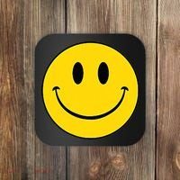 70s Yellow Smile Face Cute Happy Peace Smiling Face Coaster thumb 0