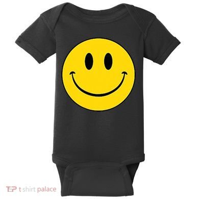 70s Yellow Smile Face Cute Happy Peace Smiling Face Baby Bodysuit