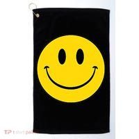 70s Yellow Smile Face Cute Happy Peace Smiling Face Golf Towel thumb 0