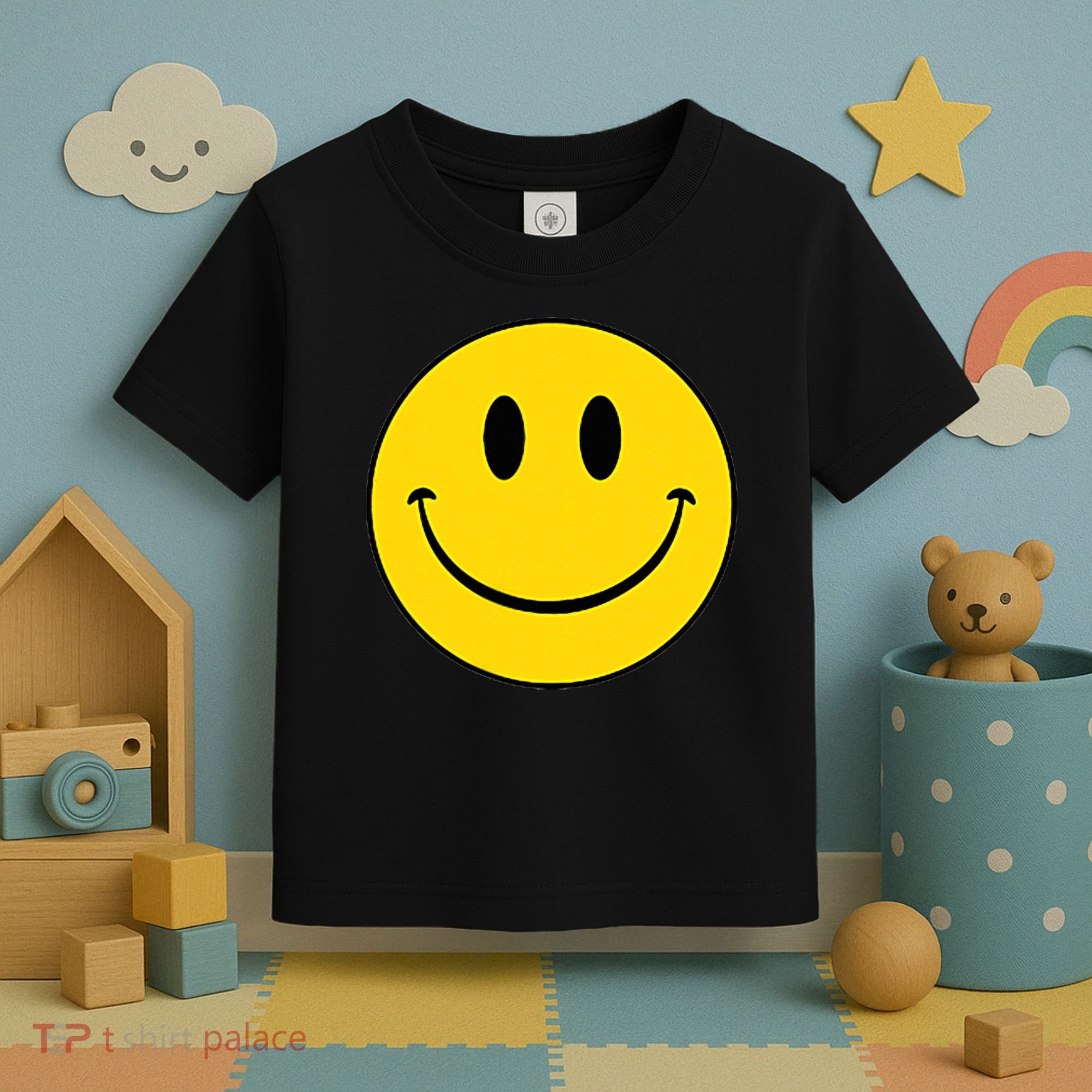 70s Yellow Smile Face Cute Happy Peace Smiling Face Toddler T-Shirt