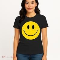 70s Yellow Smile Face Cute Happy Peace Smiling Face Women's T-Shirt thumb 4