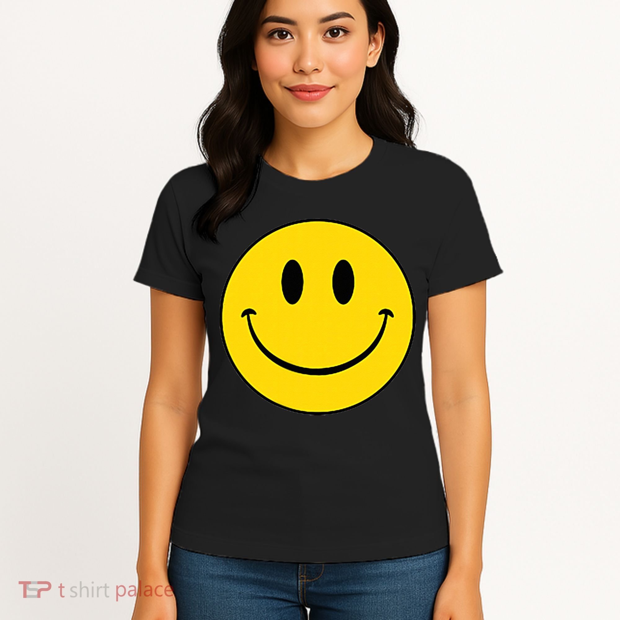 70s Yellow Smile Face Cute Happy Peace Smiling Face Women's T-Shirt