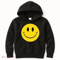 70s Yellow Smile Face Cute Happy Peace Smiling Face Kids Hoodie thumb 0