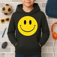 70s Yellow Smile Face Cute Happy Peace Smiling Face Kids Hoodie thumb 2