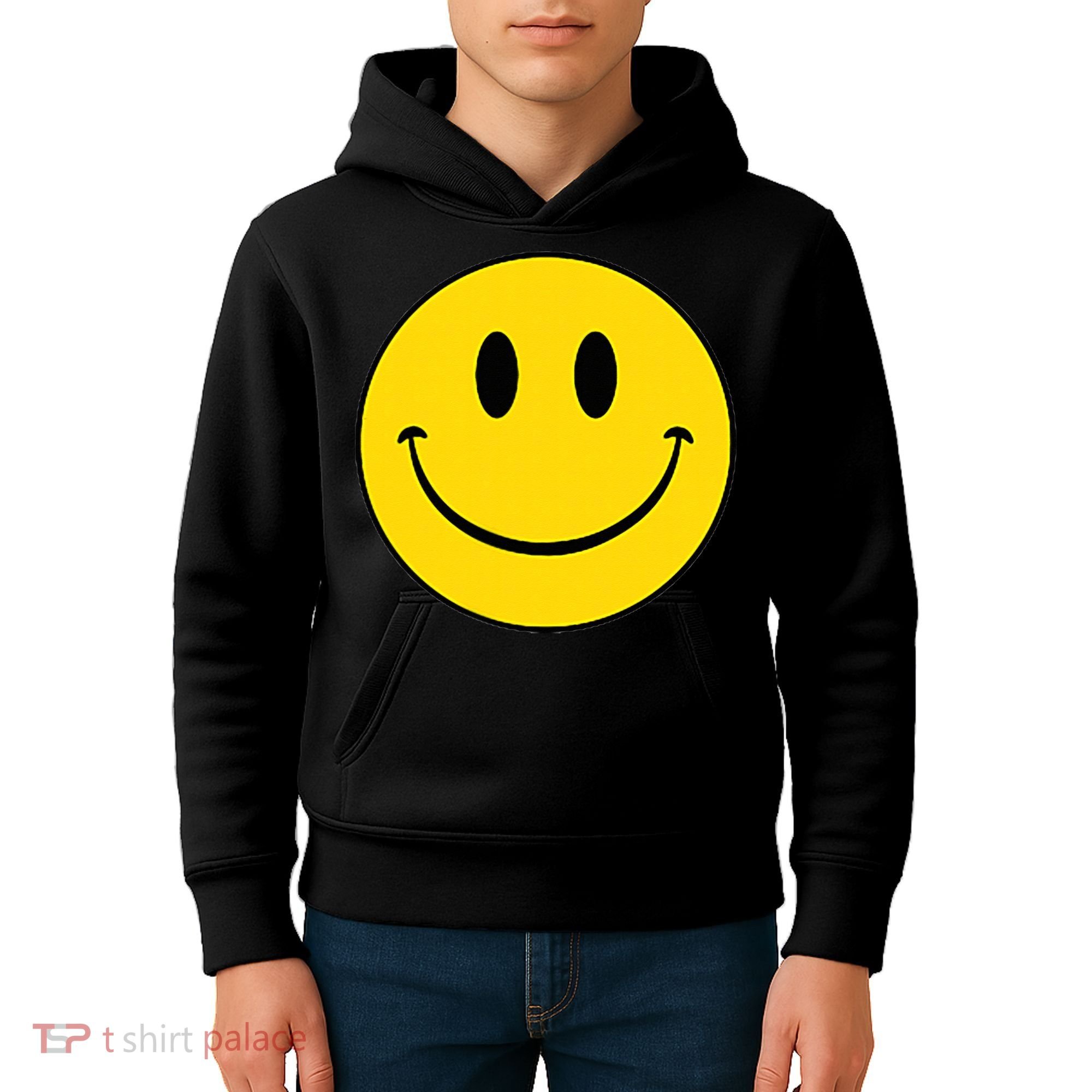 70s Yellow Smile Face Cute Happy Peace Smiling Face Kids Hoodie
