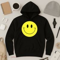 70s Yellow Smile Face Cute Happy Peace Smiling Face Hoodie thumb 3