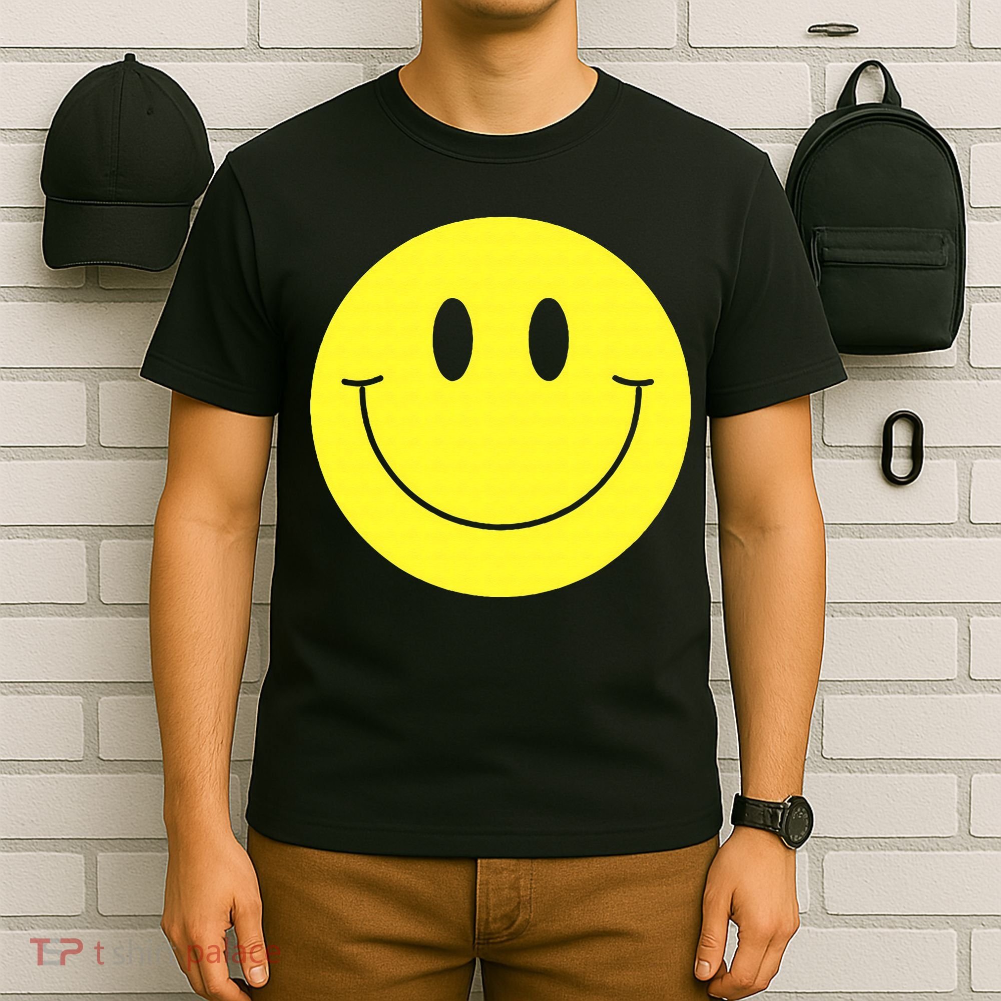 70s Yellow Smile Face Cute Happy Peace Smiling Face T-Shirt