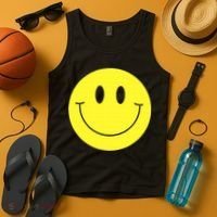 70s Yellow Smile Face Cute Happy Peace Smiling Face Tank Top thumb 4