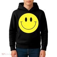 70s Yellow Smile Face Cute Happy Peace Smiling Face Kids Hoodie thumb 4