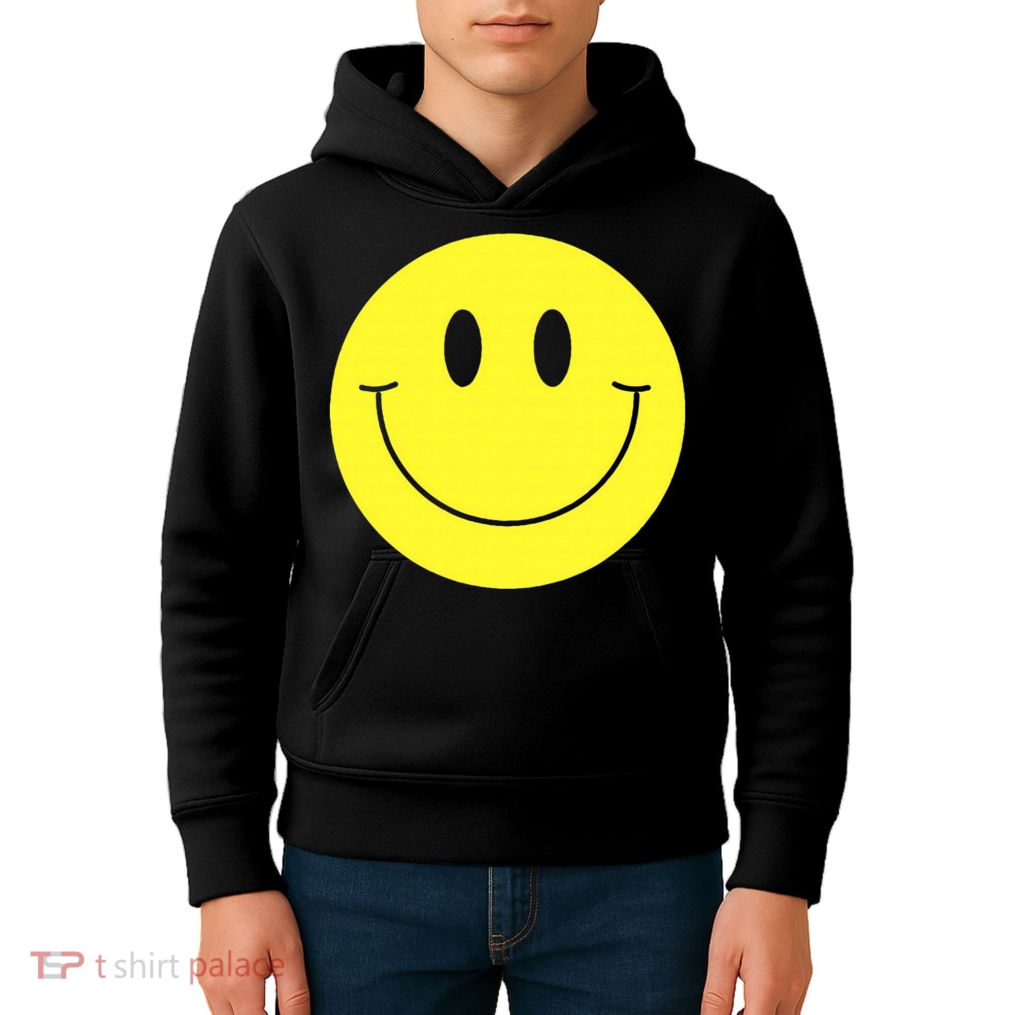 70s Yellow Smile Face Cute Happy Peace Smiling Face Kids Hoodie
