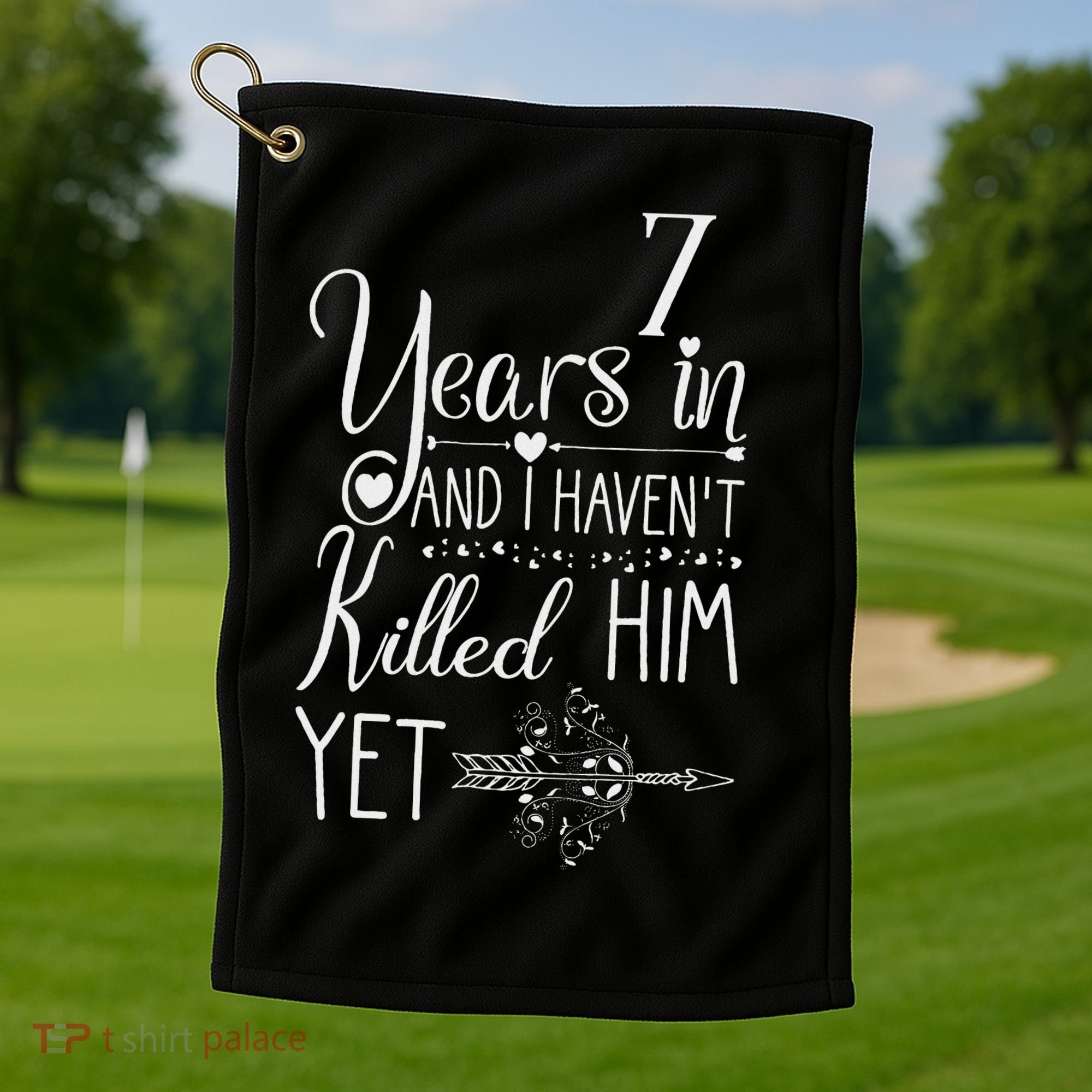 7 Years Wedding Anniversary  Golf Towel