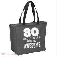 80 Whole Years Of Being Awesome Birthday Tote Bag thumb 2
