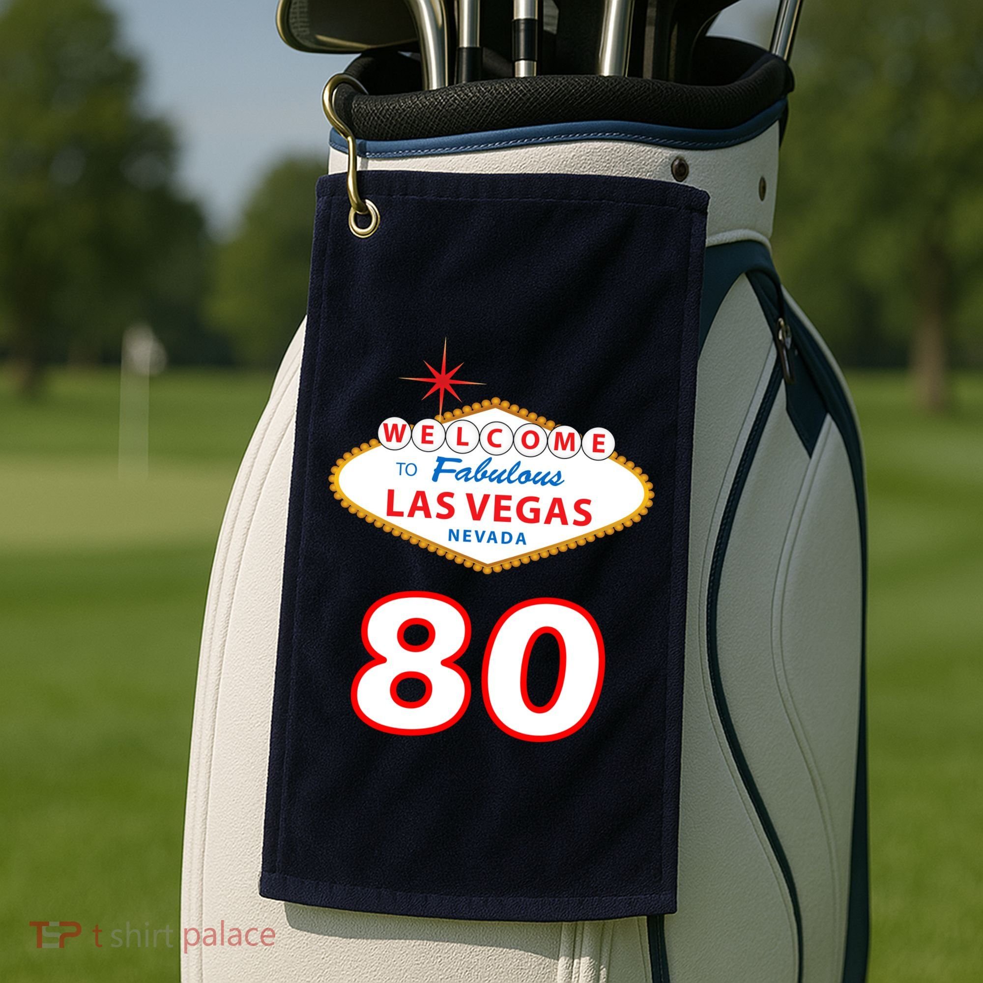80 Years Old In Vegas - 80th Birthday Golf Towel
