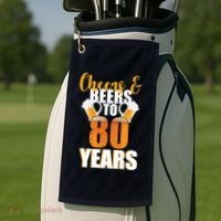 80th Birthday Cheers & Beers To 80 Years Golf Towel thumb 2