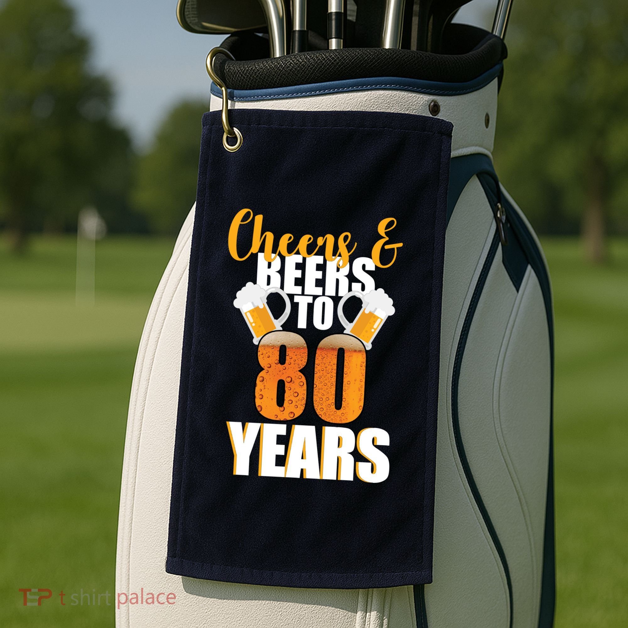 80th Birthday Cheers & Beers To 80 Years Golf Towel