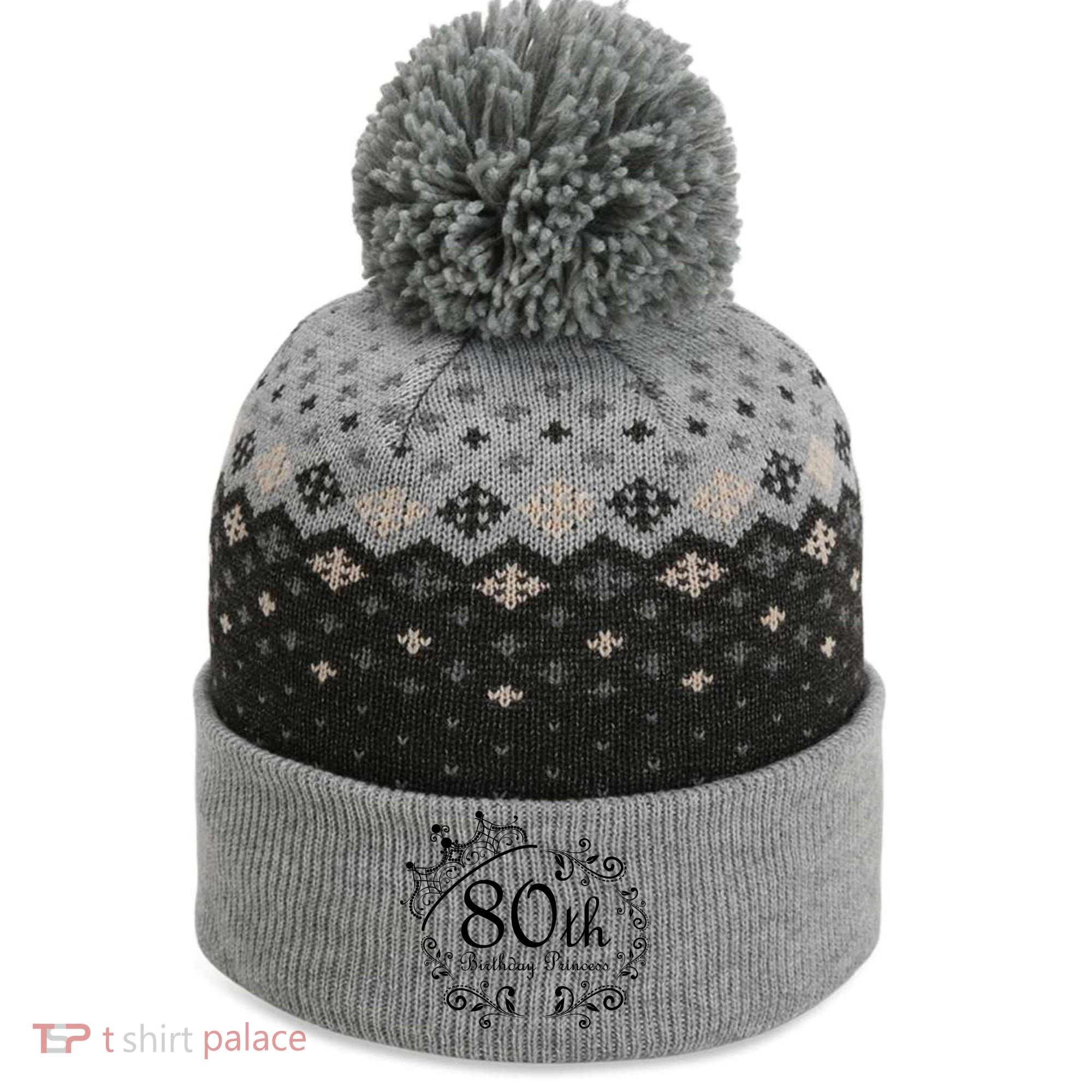 80th Birthday Princess The Baniff Cuffed Pom Beanie