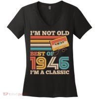 80th 1946 Birthday Retro I'm Not Old I'm A Classic Best Of Cassette Tape  Women's V-Neck T-Shirt thumb 0