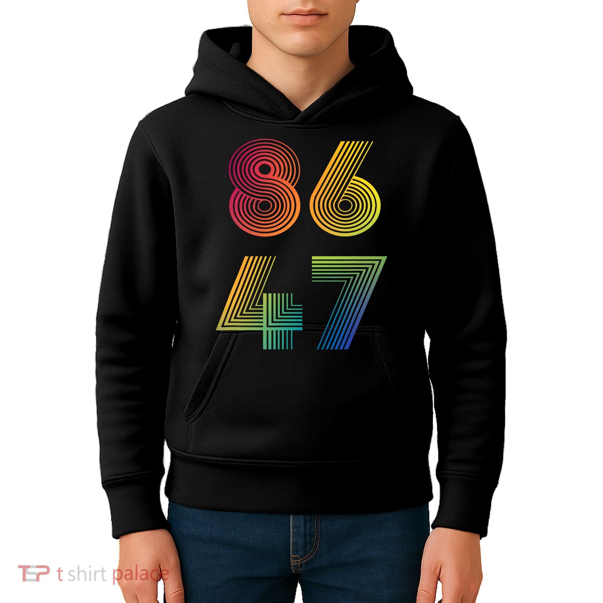 86 47 Anti Trump 8647 Impeach 47 Antitrump President Retro Kids Hoodie