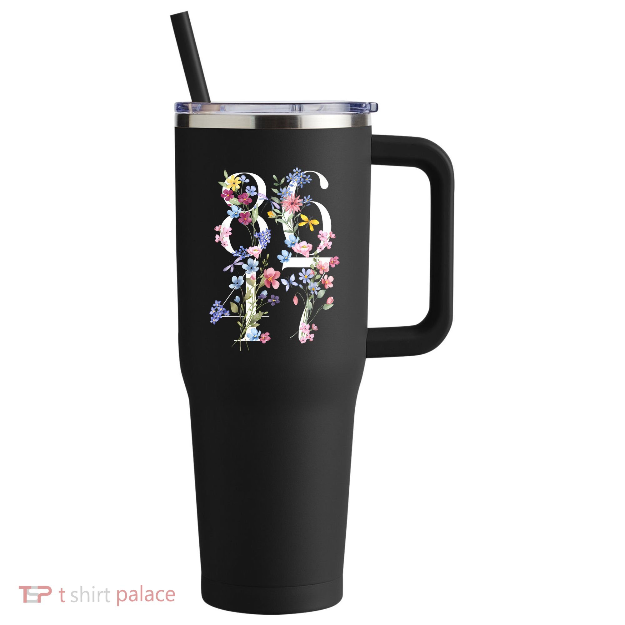 86 47 Floral Boho Style 40oz Vacuum Insulated Stainless Steel Travel Tumbler