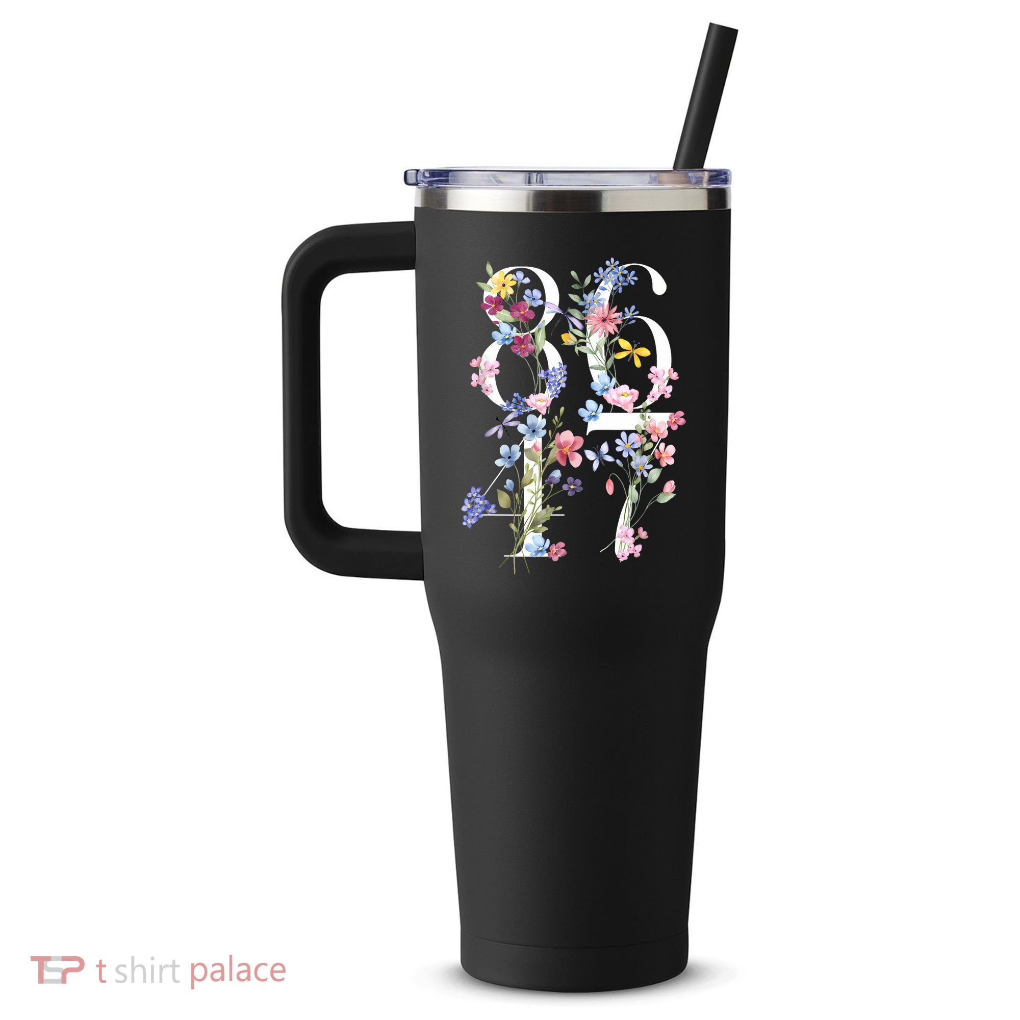 86 47 Floral Boho Style 40oz Vacuum Insulated Stainless Steel Travel Tumbler