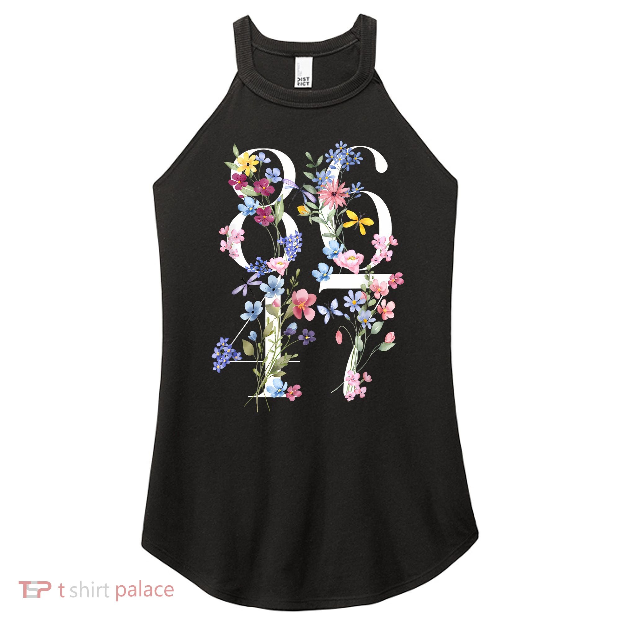 86 47 Floral Boho Style Women's Perfect Tri Rocker Tank