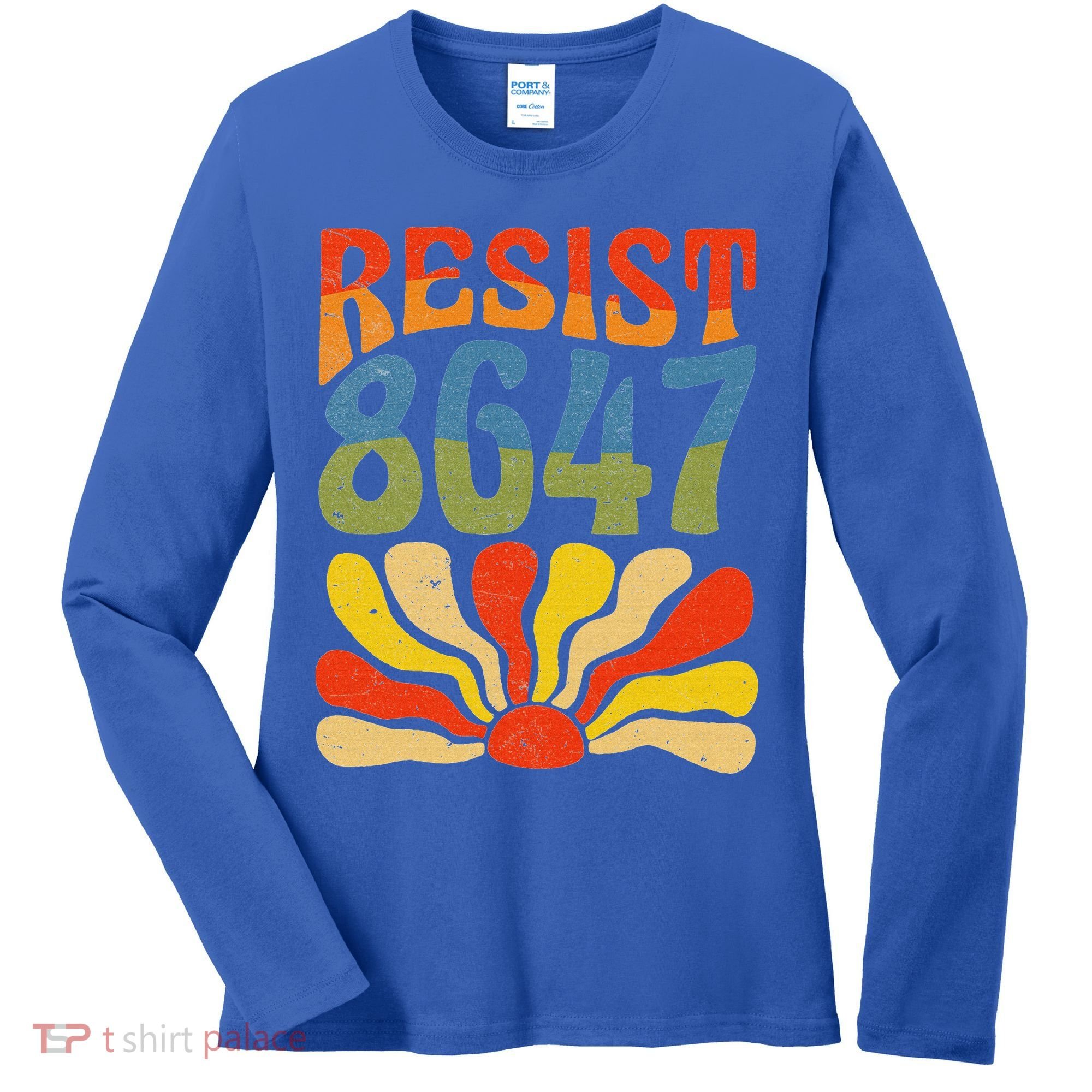 86 47 Resist Flower Women President Women's Long Sleeve Shirt