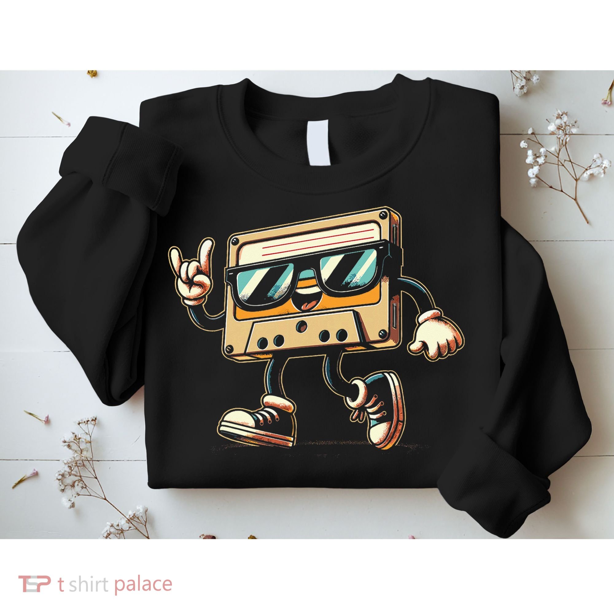 80s 90s Audio Cassette Tape Women Funny Retro Sweatshirt