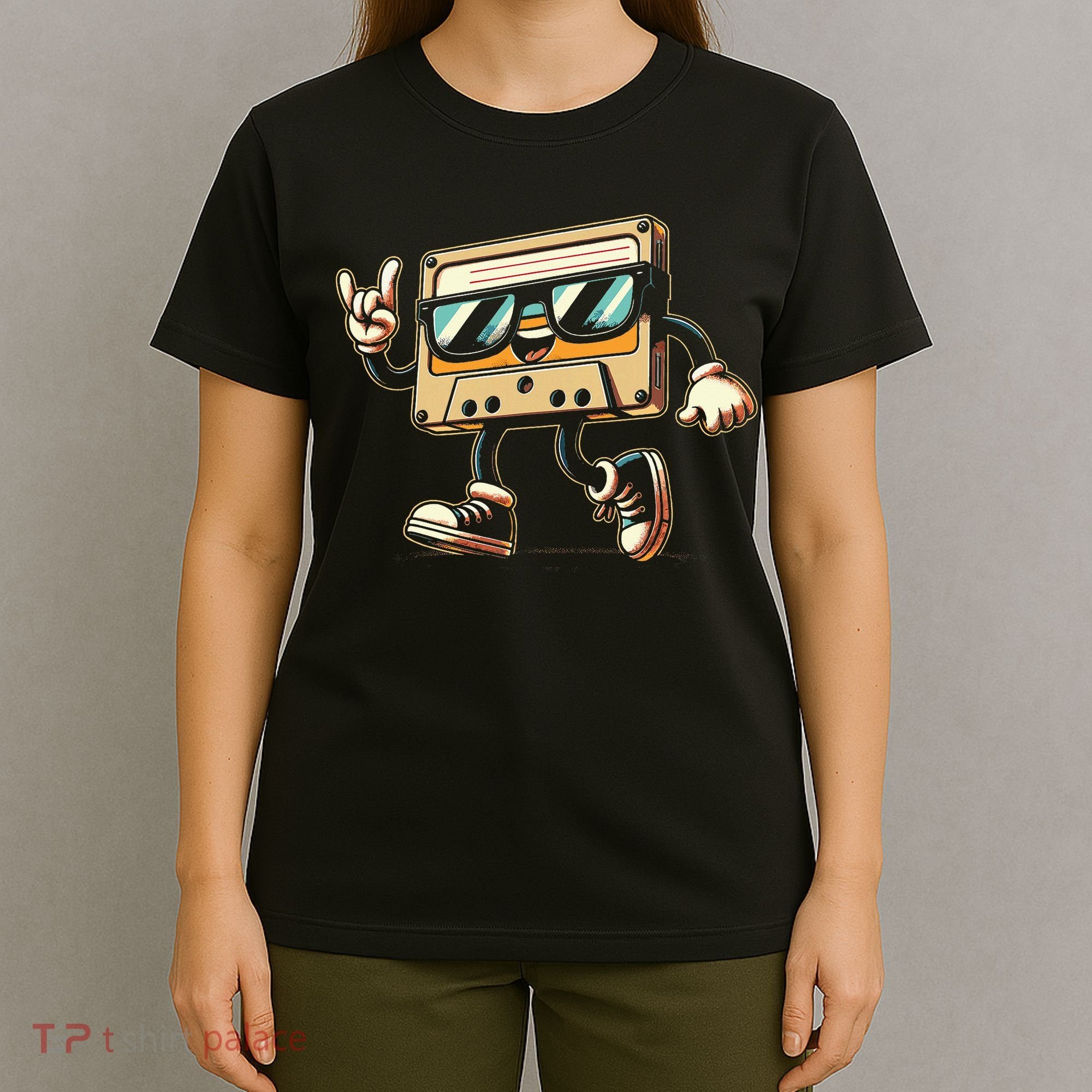80s 90s Audio Cassette Tape Women Funny Retro T-Shirt