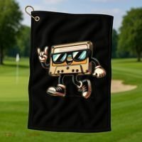 80s 90s Audio Cassette Tape Women Funny Retro Golf Towel thumb 1