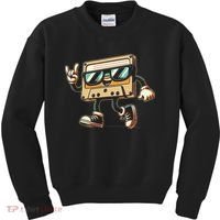 80s 90s Audio Cassette Tape Women Funny Retro Kids Sweatshirt thumb 0