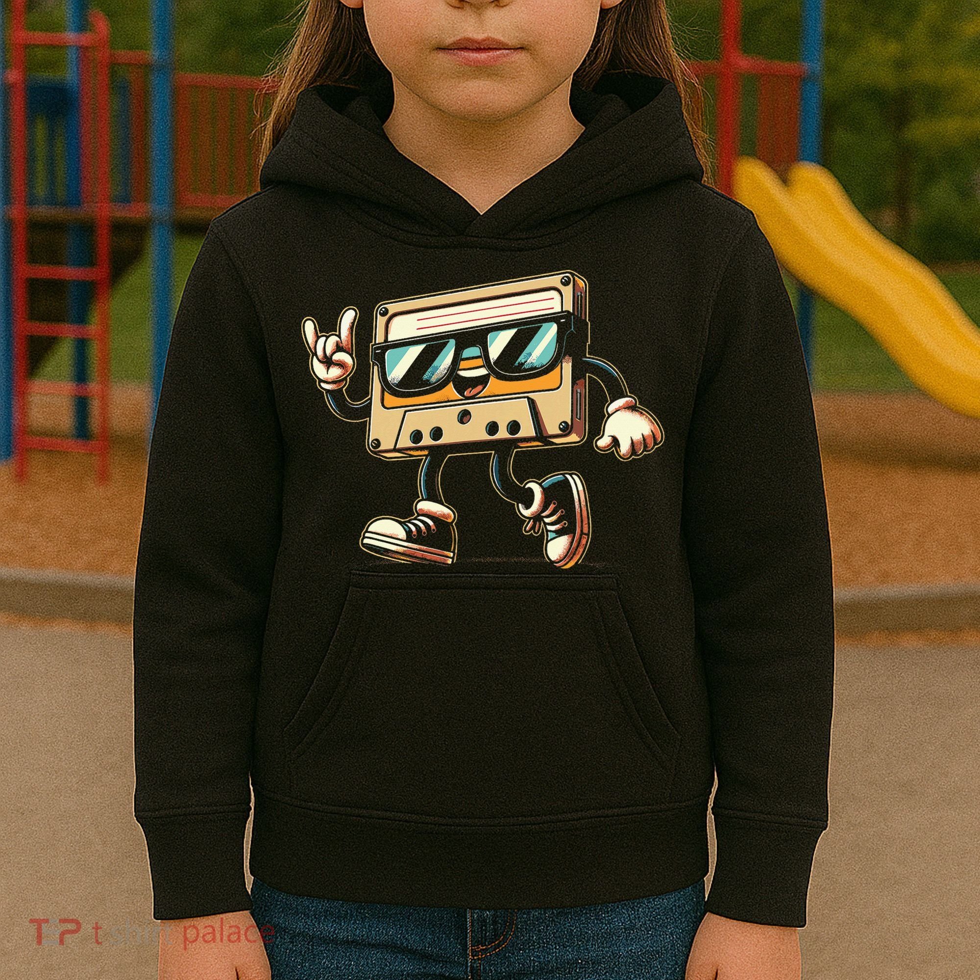 80s 90s Audio Cassette Tape Women Funny Retro Kids Hoodie