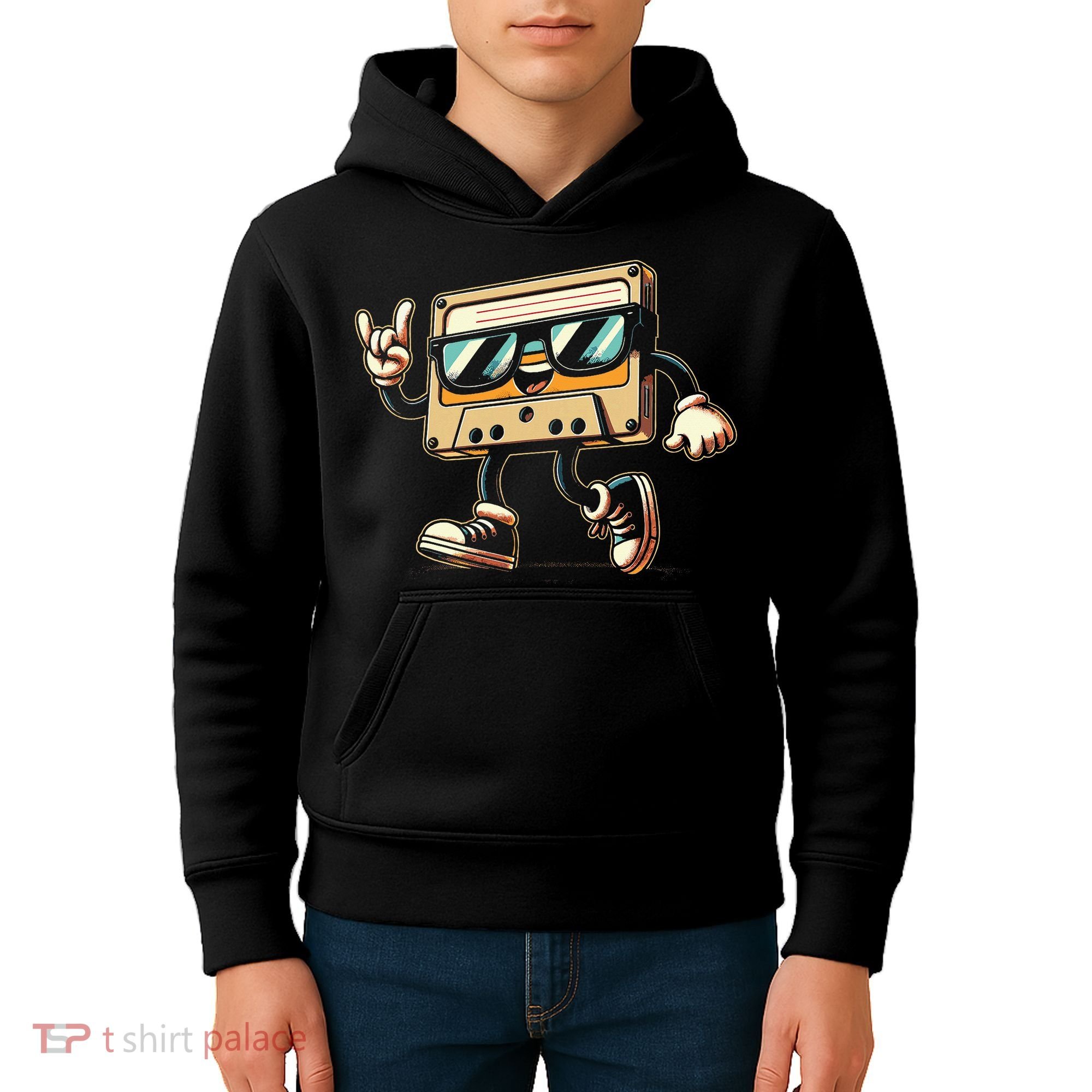 80s 90s Audio Cassette Tape Women Funny Retro Kids Hoodie