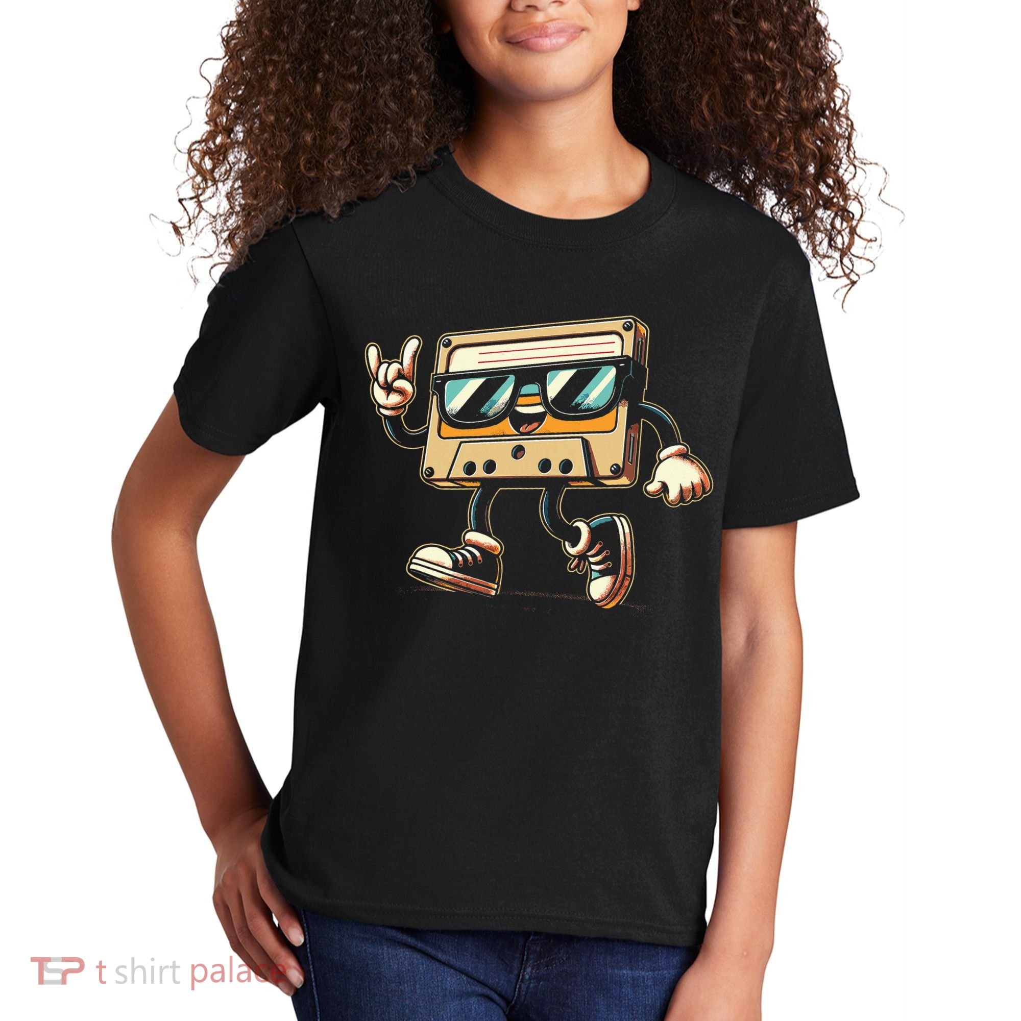 80s 90s Audio Cassette Tape Women Funny Retro Kids T-Shirt