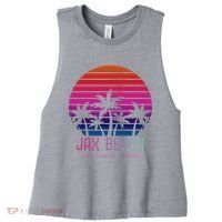 80s 90s Jacksonville Florida Vacation Jax Beach Women's Racerback Cropped Tank thumb 0
