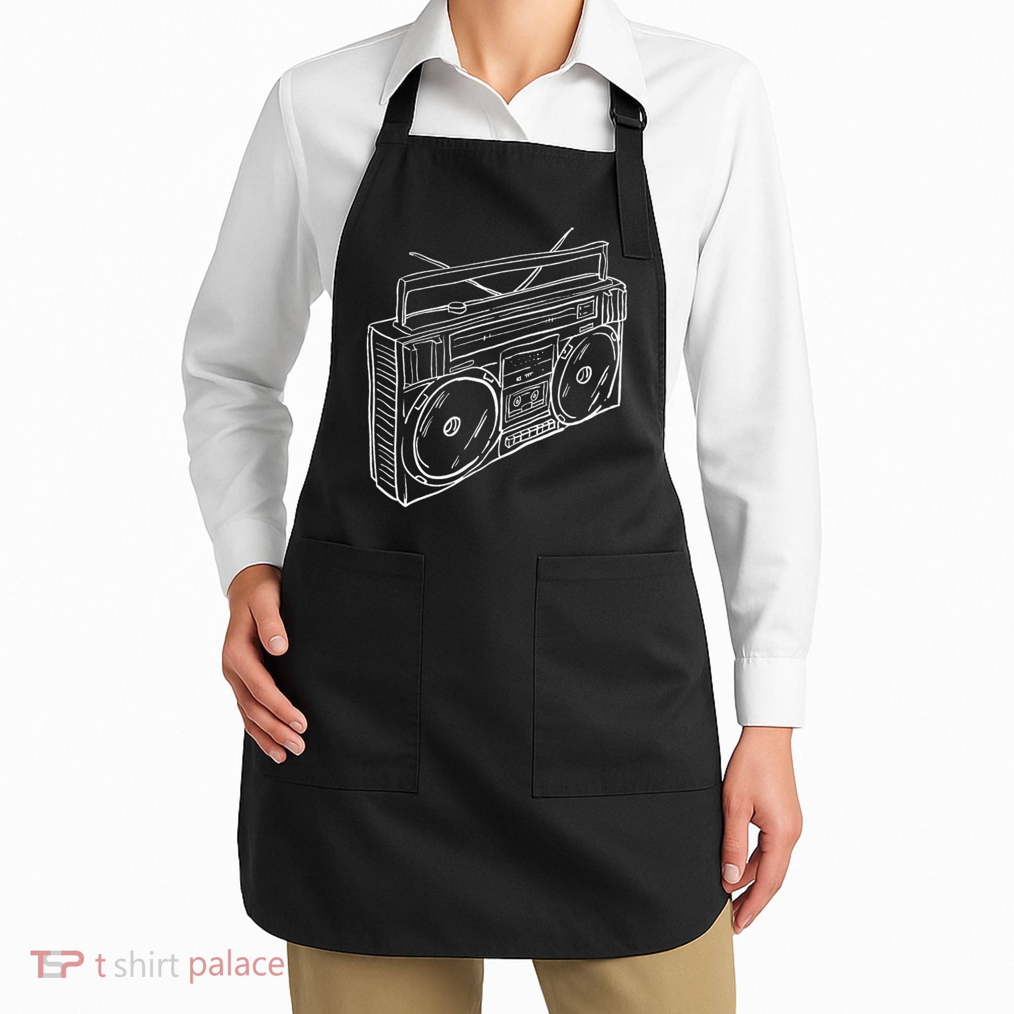 80s & 90s Old School Music Hip Hop Beatbox Boombox Apron