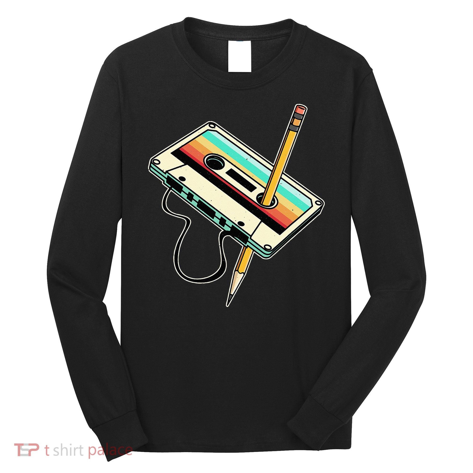 80s 90s Retro Party Costume Nostalgia Cassette Long Sleeve Shirt