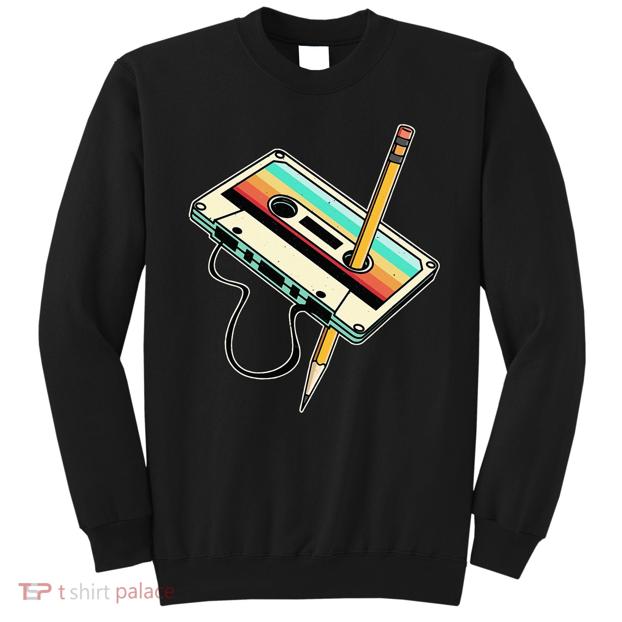 80s 90s Retro Party Costume Nostalgia Cassette Sweatshirt