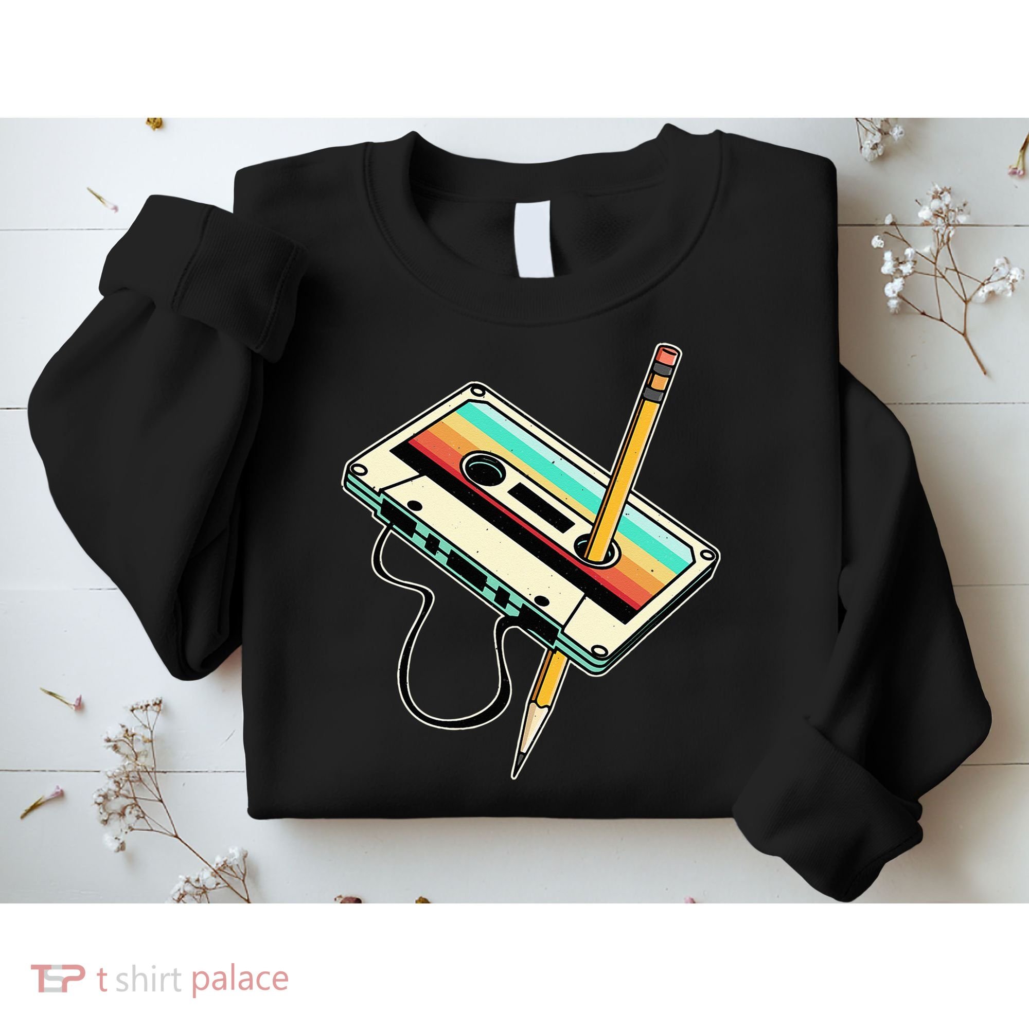 80s 90s Retro Party Costume Nostalgia Cassette Sweatshirt