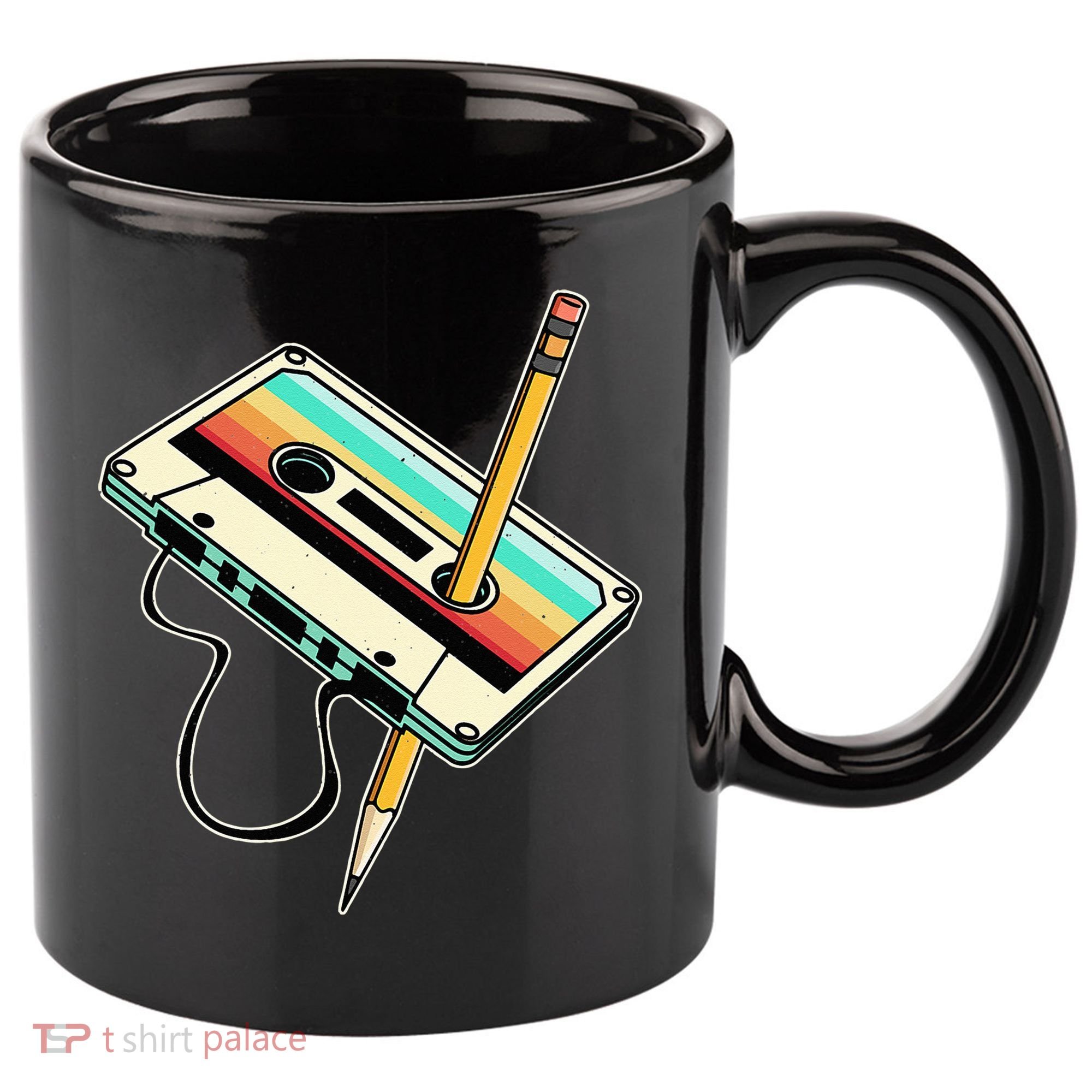 80s 90s Retro Party Costume Nostalgia Cassette 11oz C Handle Ceramic Mug