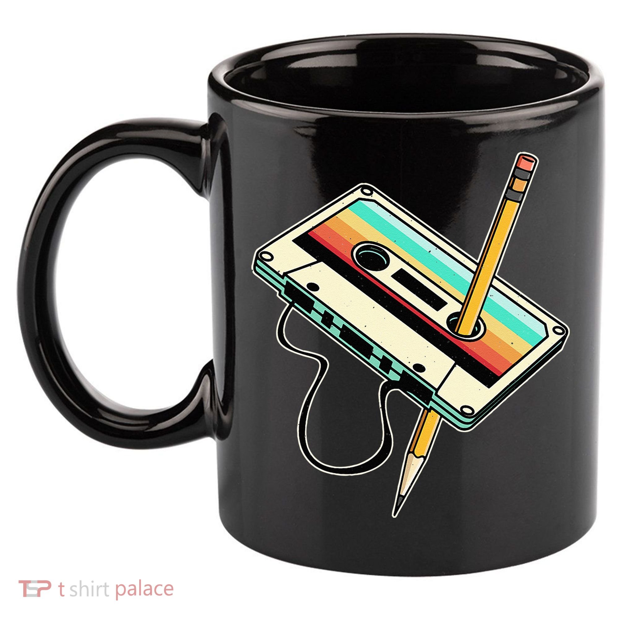 80s 90s Retro Party Costume Nostalgia Cassette 11oz C Handle Ceramic Mug