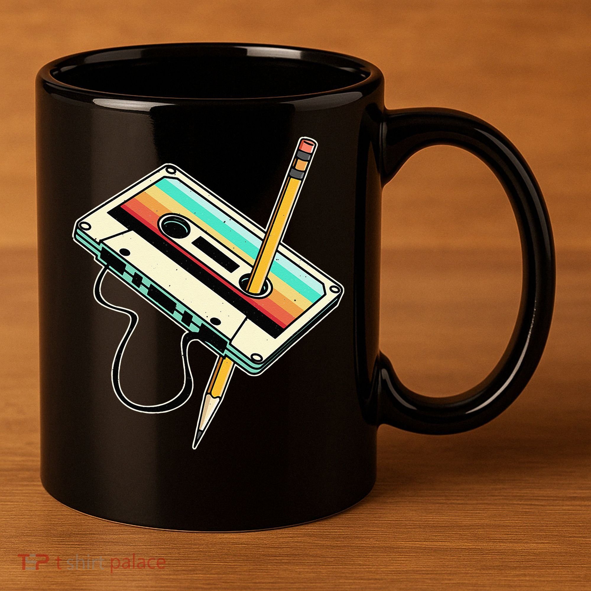 80s 90s Retro Party Costume Nostalgia Cassette 11oz C Handle Ceramic Mug