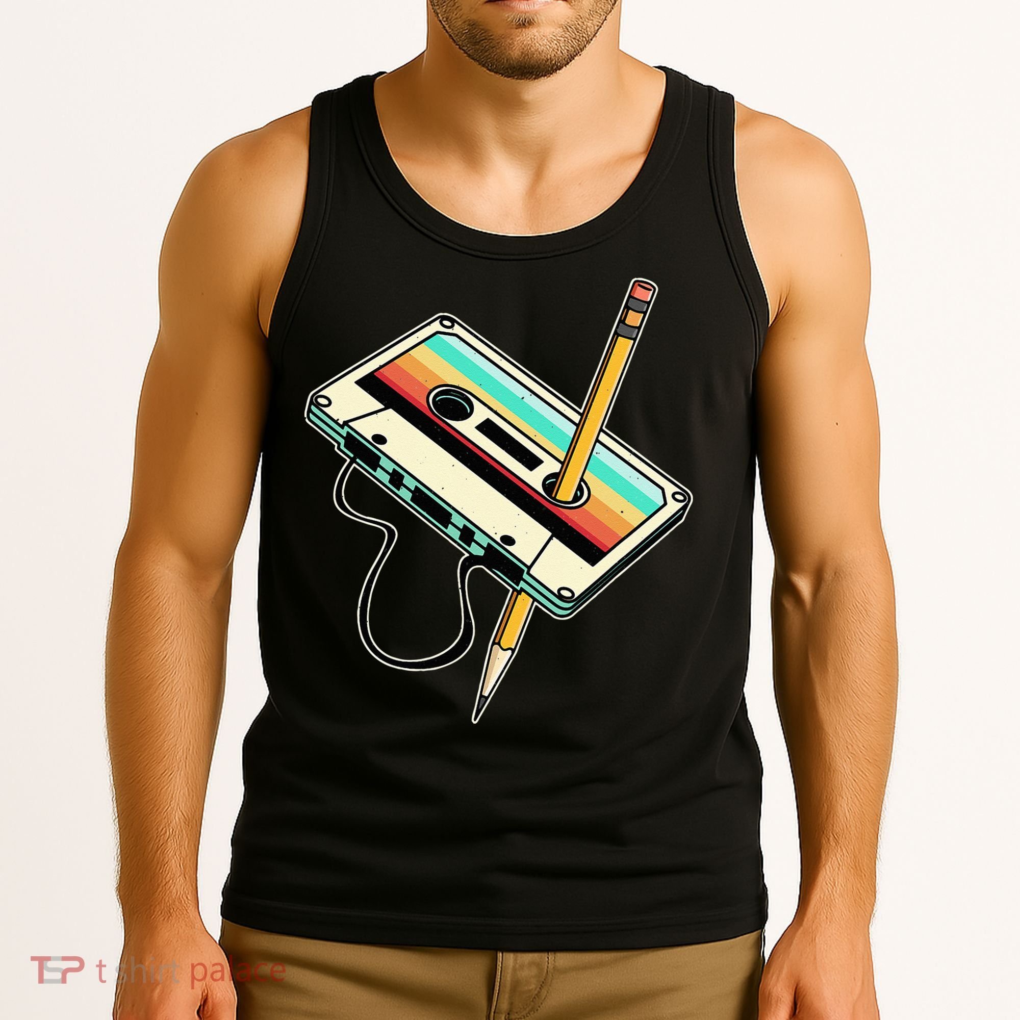 80s 90s Retro Party Costume Nostalgia Cassette Tank Top