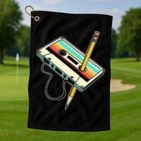 80s 90s Retro Party Costume Nostalgia Cassette Golf Towel thumb 1